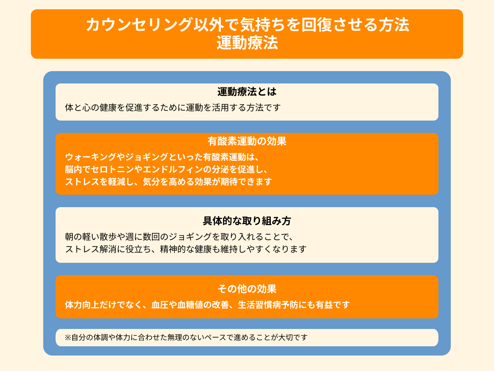 カウンセリング以外で気持ちを回復させる方法 運動療法