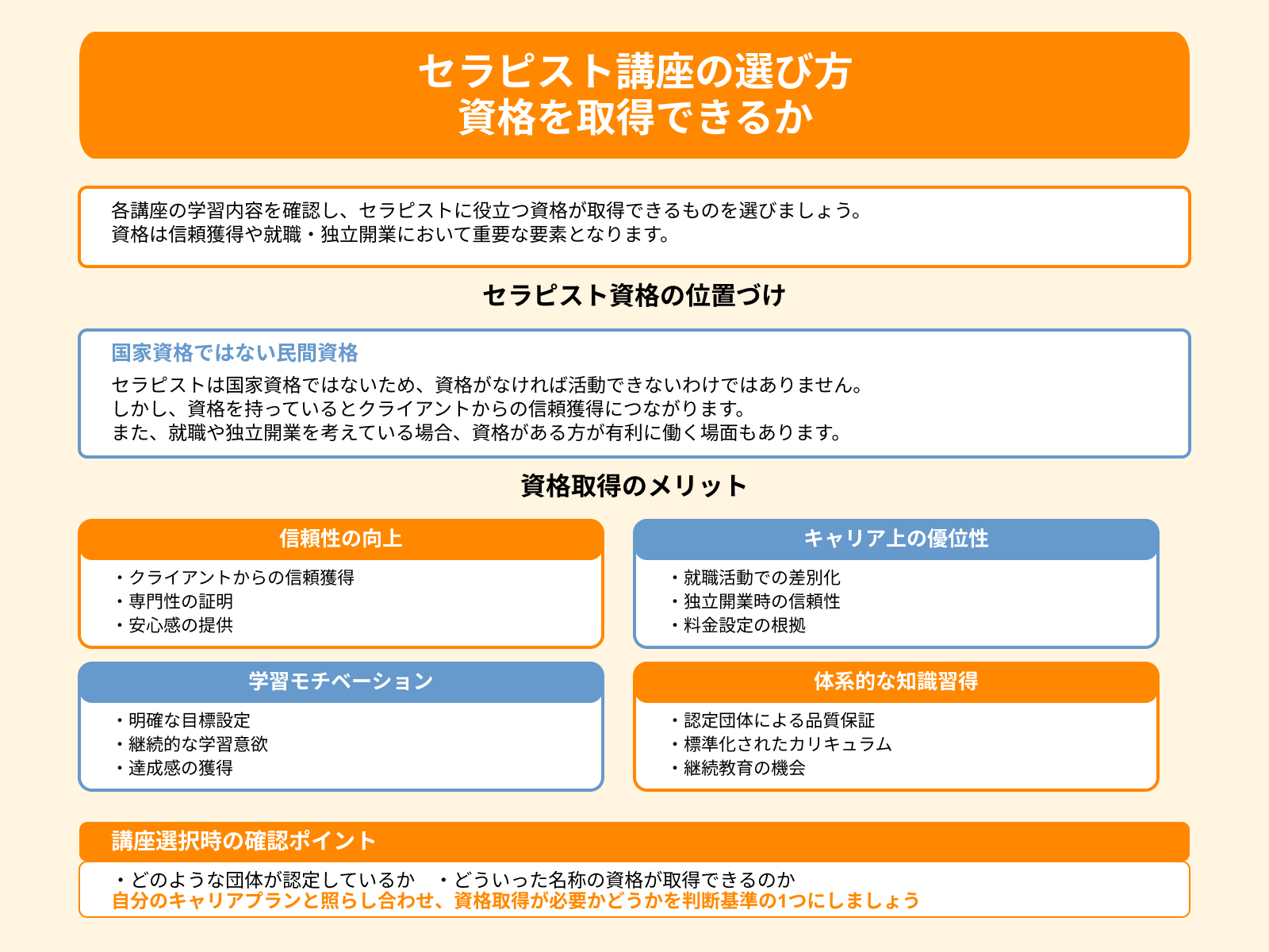セラピスト講座の選び方 資格を取得できるか