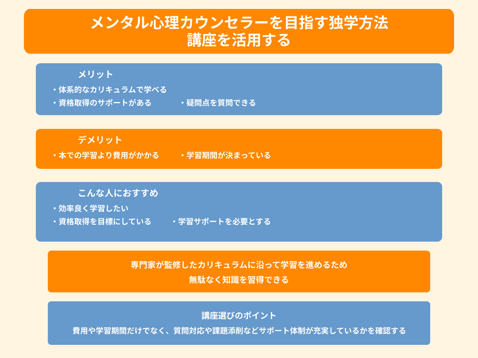 メンタル心理カウンセラーを目指す独学方法 講座を活用する